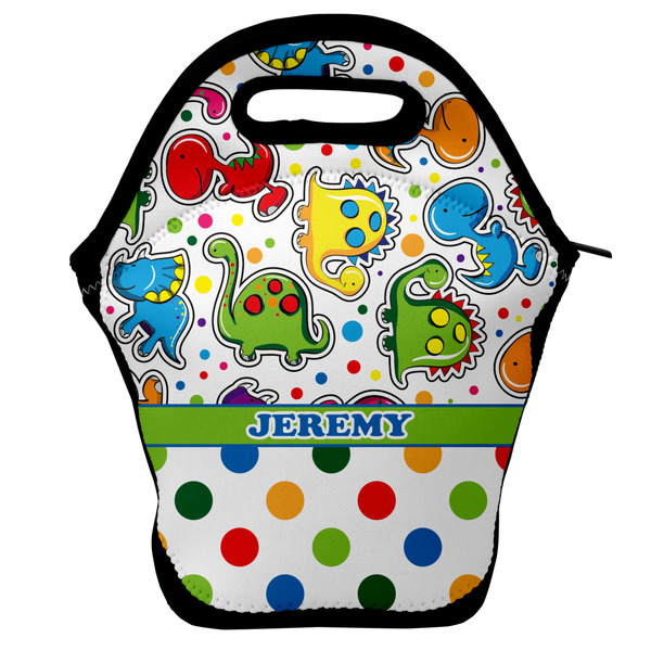 Custom Dinosaur Print & Dots Lunch Bag w/ Name or Text