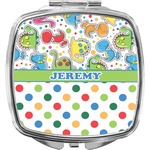 Dinosaur Print & Dots Compact Makeup Mirror (Personalized)