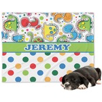 Dinosaur Print & Dots Dog Blanket - Large (Personalized)