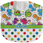 Dinosaur Print & Dots Velour Baby Bib w/ Name or Text