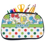 Dinosaur Print & Dots Neoprene Pencil Case - Medium w/ Name or Text