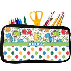 Dinosaur Print & Dots Neoprene Pencil Case (Personalized)