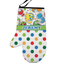 Dinosaur Print & Dots Left Oven Mitt (Personalized)