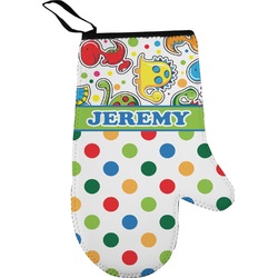 Dinosaur Print & Dots Oven Mitt (Personalized)