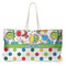 Dinosaur Print & Dots Large Rope Tote Bag - Front View