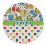 Dinosaur Print & Dots Round Linen Placemat (Personalized)