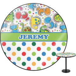 Dinosaur Print & Dots Round Table - 24" (Personalized)