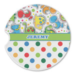 Dinosaur Print & Dots Sandstone Car Coaster - Single (Personalized)