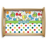 Dinosaur Print & Dots Natural Wooden Tray - Small (Personalized)