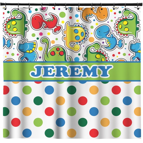 Custom Dinosaur Print & Dots Shower Curtain - Custom Size (Personalized)