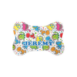 Dinosaur Print & Dots Bone Shaped Dog Food Mat (Small) (Personalized)