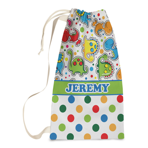 Custom Dinosaur Print & Dots Laundry Bags - Small (Personalized)