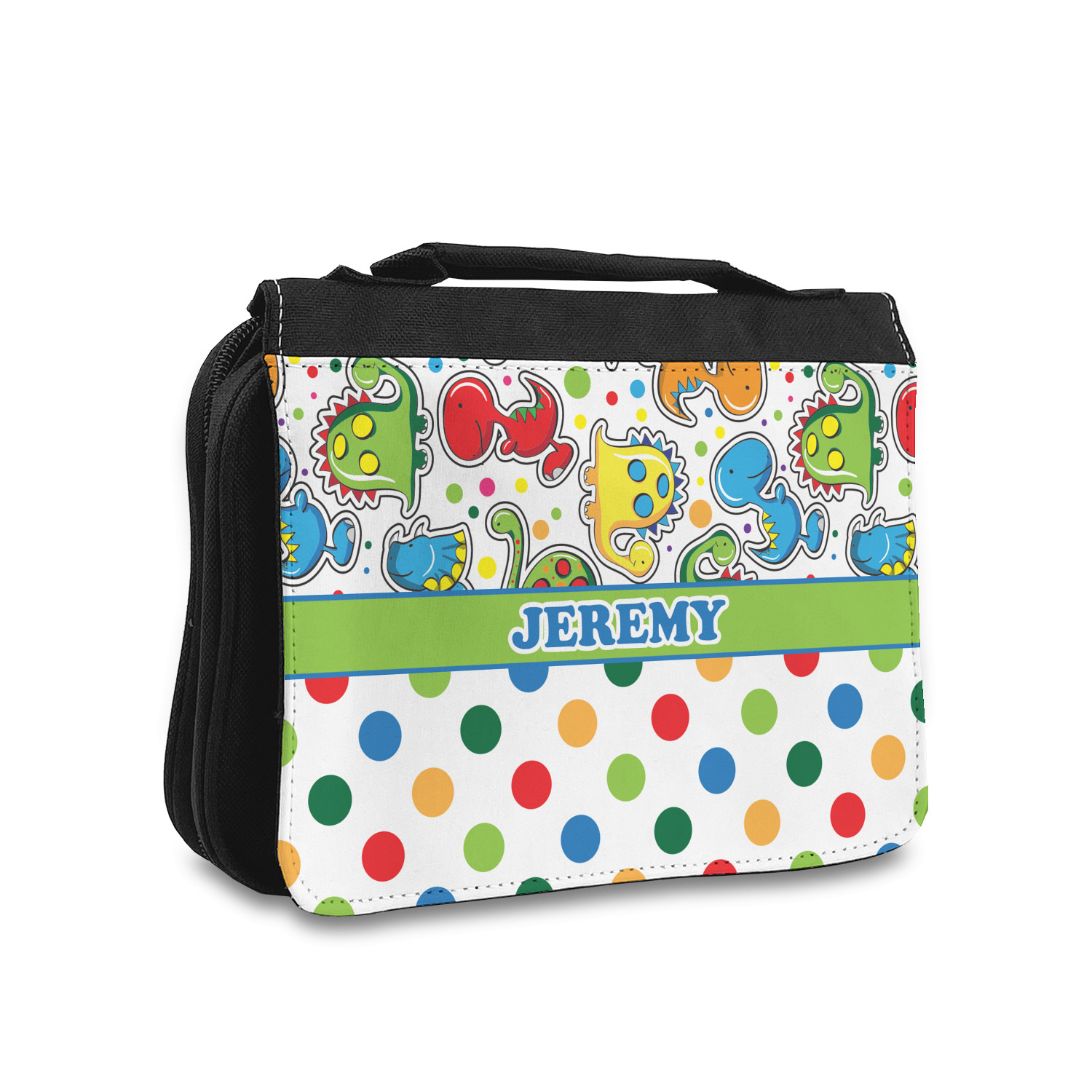 Custom Dinosaur Print Dots Toiletry Bag Small Personalized