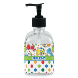 Dinosaur Print & Dots Glass Soap & Lotion Bottle - Single Bottle (Personalized)