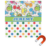 Dinosaur Print & Dots Square Car Magnet - 10" (Personalized)