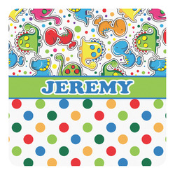 Dinosaur Print & Dots Square Decal - Small (Personalized)