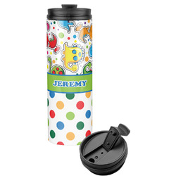 Dinosaur Print & Dots Stainless Steel Skinny Tumbler (Personalized)