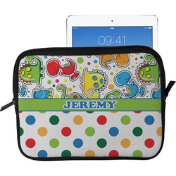 Dinosaur Print & Dots Tablet Case / Sleeve - Large (Personalized)