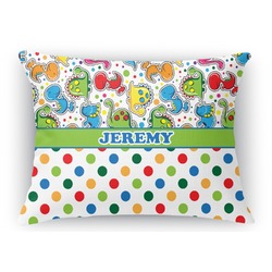 Dinosaur Print & Dots Rectangular Throw Pillow Case - 12"x18" (Personalized)