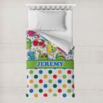 Dinosaur Print & Dots Toddler Duvet Cover w/ Name or Text