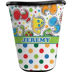 Dinosaur Print & Dots Waste Basket - Single Sided (Black) (Personalized)