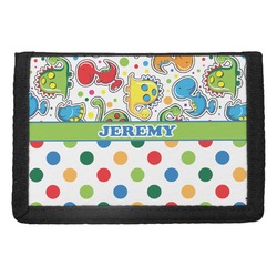 Dinosaur Print & Dots Trifold Wallet (Personalized)