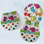 Dinosaur Print & Dots Burp Pads - Velour - Set of 2 w/ Name or Text