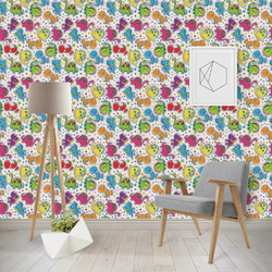 Dinosaur Print & Dots Wallpaper & Surface Covering (Water Activated - Removable)