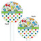 Dinosaur Print & Dots White Plastic 5.5" Stir Stick - Double Sided - Round - Front & Back