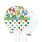 Dinosaur Print & Dots White Plastic 5.5" Stir Stick - Single Sided - Round - Front & Back