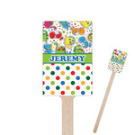 Dinosaur Print & Dots Rectangle Wooden Stir Sticks (Personalized)