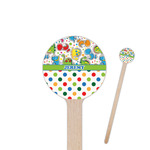 Dinosaur Print & Dots 6" Round Wooden Stir Sticks - Single Sided (Personalized)