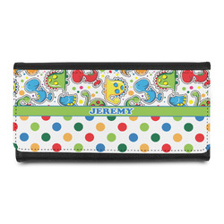 Dinosaur Print & Dots Leatherette Ladies Wallet (Personalized)