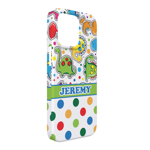 Custom Dinosaur Print & Dots iPhone Case - Plastic - iPhone 13 Pro Max (Personalized)