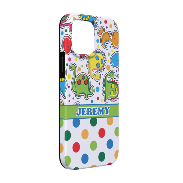 Custom Dinosaur Print & Dots iPhone Case - Rubber Lined - iPhone 13 Pro (Personalized)