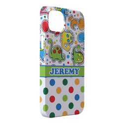 Dinosaur Print & Dots iPhone Case - Plastic - iPhone 14 Plus (Personalized)