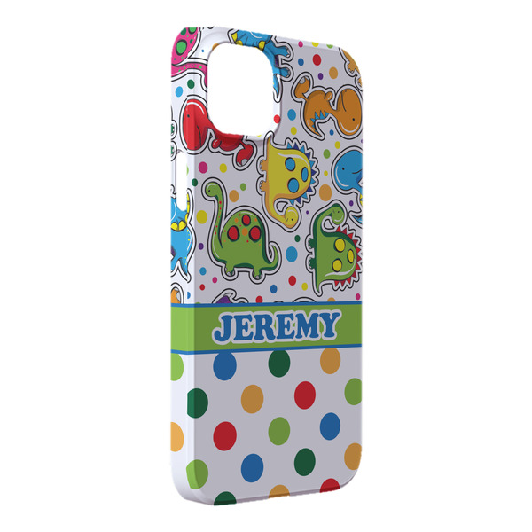 Custom Dinosaur Print & Dots iPhone Case - Plastic - iPhone 14 Pro Max (Personalized)