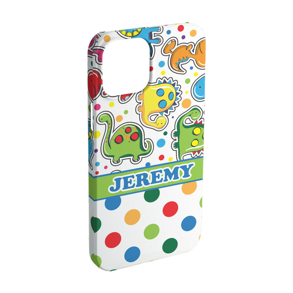 Custom Dinosaur Print & Dots iPhone Case - Plastic - iPhone 15 (Personalized)