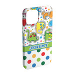 Dinosaur Print & Dots iPhone Case - Plastic - iPhone 15 Pro (Personalized)