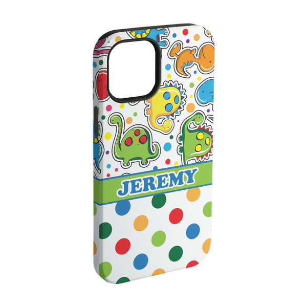 Custom Dinosaur Print & Dots iPhone Case - Rubber Lined - iPhone 15 (Personalized)