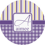 Purple Gingham & Stripe Multipurpose Round Labels - 1" (Personalized)