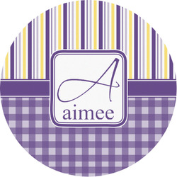 Purple Gingham & Stripe Multipurpose Round Labels - 1" (Personalized)