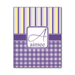 Purple Gingham & Stripe Wood Print - 11x14 (Personalized)