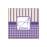 Purple Gingham & Stripe Wood Print - 12x12 (Personalized)