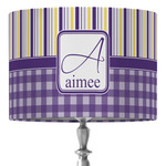 Purple Gingham & Stripe 16" Drum Lamp Shade - Fabric (Personalized)