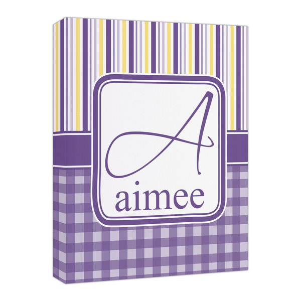 Custom Purple Gingham & Stripe Canvas Print - 16x20 (Personalized)