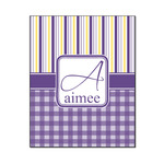 Purple Gingham & Stripe Wood Print - 16x20 (Personalized)