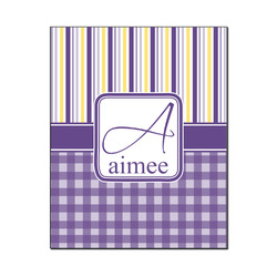 Purple Gingham & Stripe Wood Print - 16x20 (Personalized)