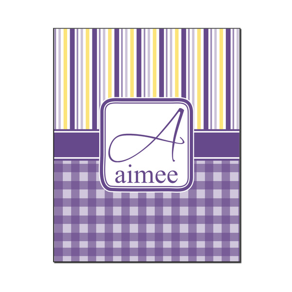 Custom Purple Gingham & Stripe Wood Print - 16x20 (Personalized)