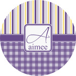 Purple Gingham & Stripe Multipurpose Round Labels - 2" (Personalized)